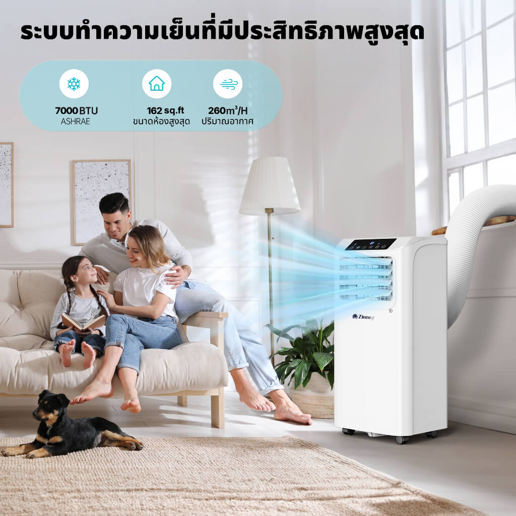 Zinney แอร์เคลื่อนที่ ขนาด 12000 BTU รุ่น ZNPAC-12A Portable air ถังเก็บน้ำในตัว หน้าจอ LED เย็นเร็ว