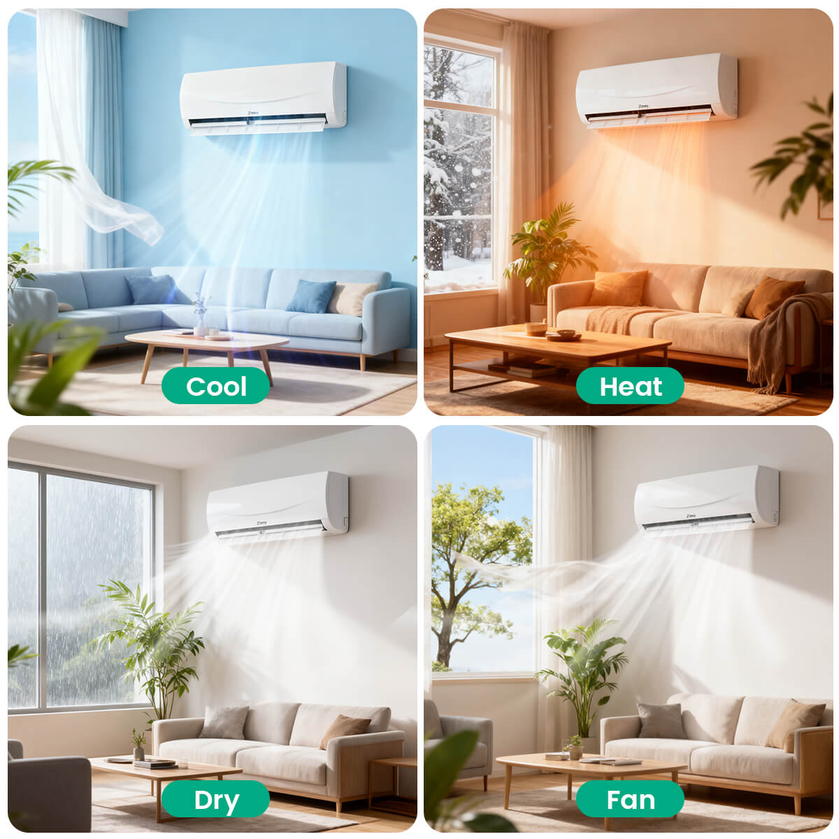 Zinney แอร์ Inverter ขนาด 24,000 BTU รุ่น ZAC-BP24A เครื่องปรับอากาศติดผนัง เย็นเร็ว ทนทาน ประหยัดไฟ