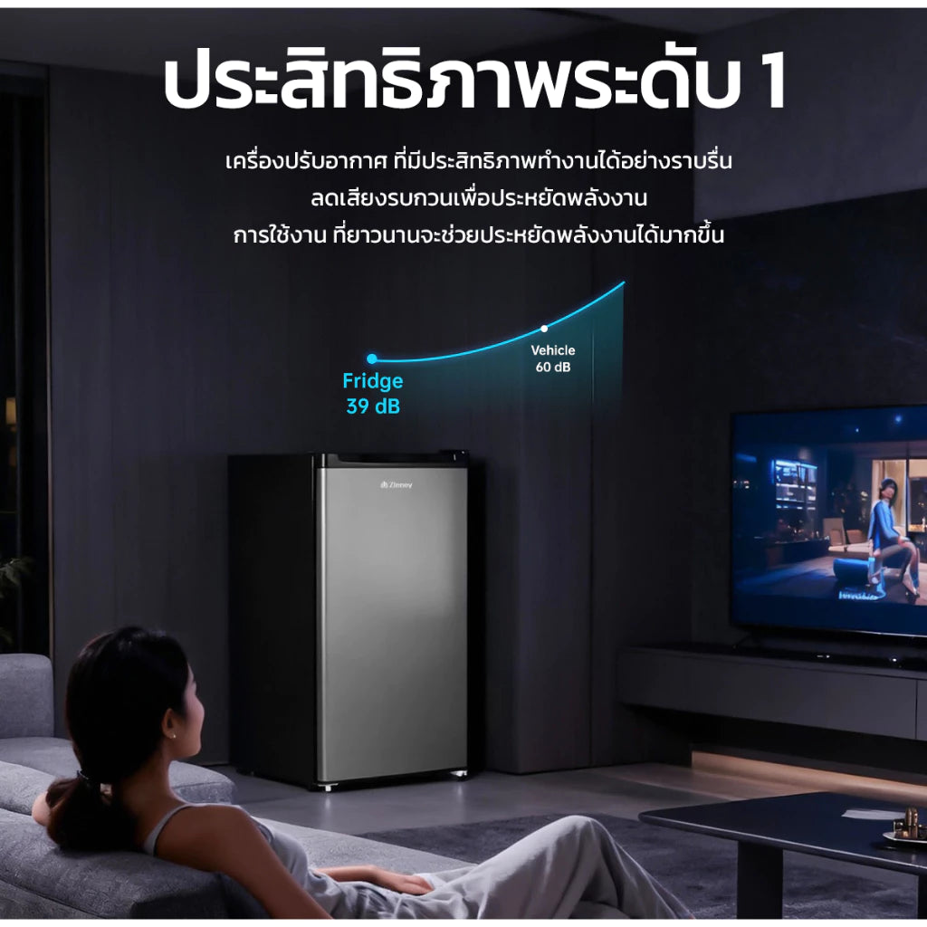 Zinney ตู้เย็น 1 ประตู ขนาด 3.4Q/92 เงิน รุ่น DF1-11S ประหยัดพลังงาน & Quiet Operation 3 ปี