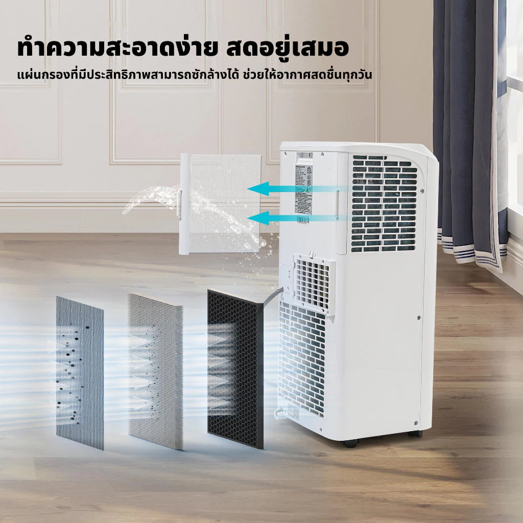 Zinney แอร์เคลื่อนที่ ขนาด 7000 BTU รุ่น ZNPAC-07A Portable air ถังเก็บน้ำในตัว หน้าจอ LED เย็นเร็ว