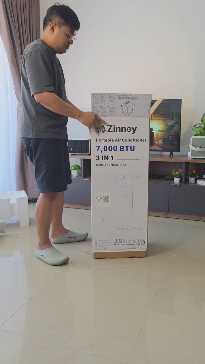 Zinney แอร์เคลื่อนที่ ขนาด 7000 BTU รุ่น ZNPAC-07A Portable air ถังเก็บน้ำในตัว หน้าจอ LED เย็นเร็ว